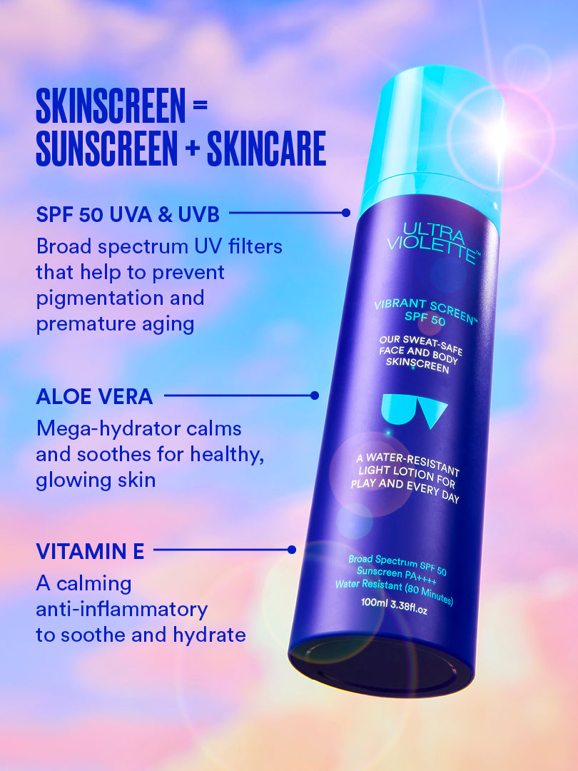 Vibrant Screen SPF 50 Sweat-safe Face and Body SKINSCREEN